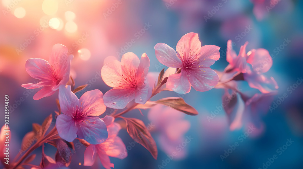 Pink Flower Bloom in the Sunset Illustration Pink Flower Bloom in the Sunset Illustration
