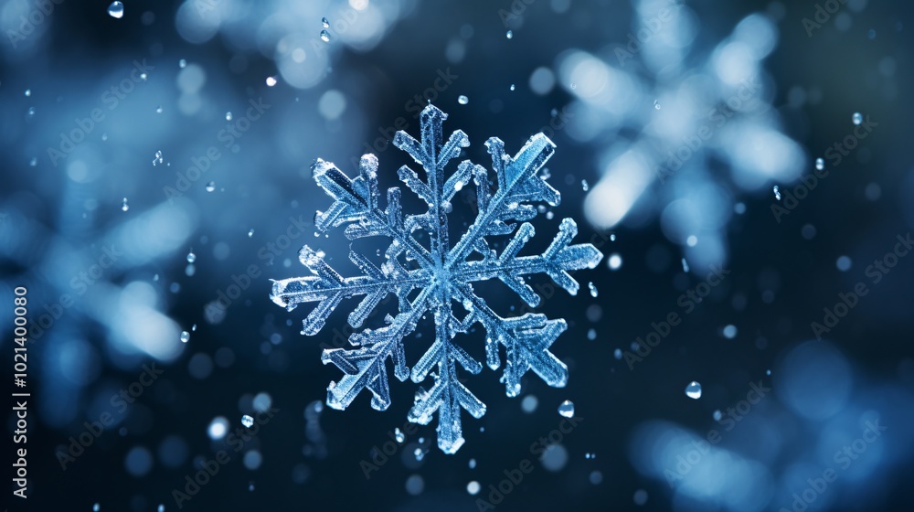 Close-up of snowflakes on a piece of metal in winter Close-up of snowflakes on a piece of metal in winter