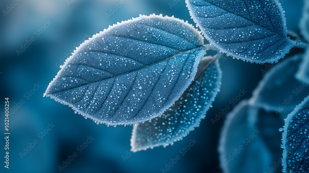 Obraz premium 初冬植物上结满了雪白的白霜