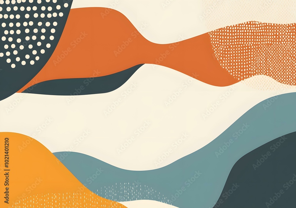 Obraz premium Abstract Background with Wavy Lines and Dotted Patterns
