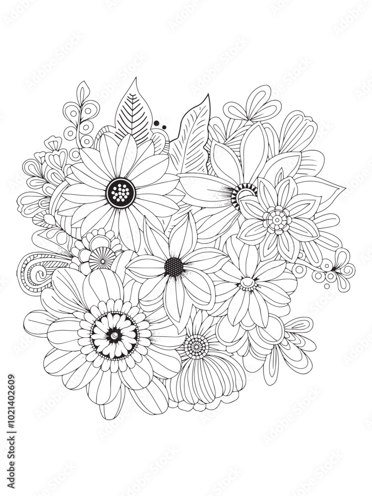 Fototapeta premium Abstract floral background with decorative flowers