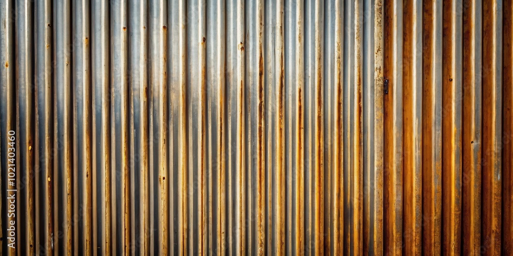 A Close-up of Corrugated Metal Panel With Rust and Subtle Variations in Color and Texture A Close-up of Corrugated Metal Panel With Rust and Subtle Variations in Color and Texture