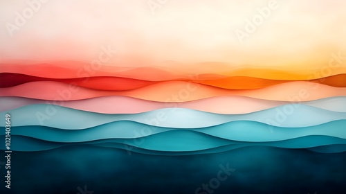 Harmonious Blendscape A Minimalist Abstract Artwork Highlighting the Fluid Harmonious Blending of Horizontal Color Bands in a Calming Meditative Arrangement Rendered in a Soft photo