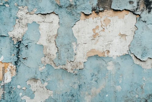 Weathered Blue Wall with Peeling Paint