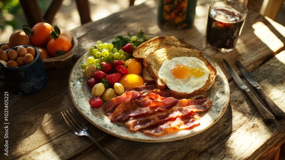 Delicious Breakfast Plate with Fresh Ingredients Delicious Breakfast Plate with Fresh Ingredients