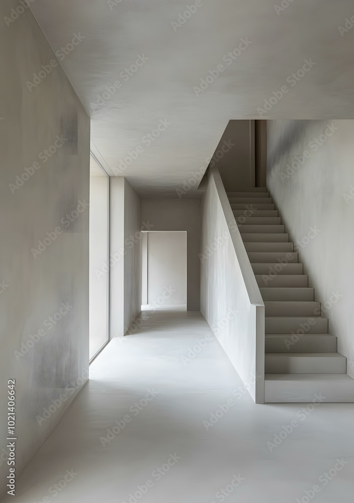 Modern Minimalist Concrete Staircase and Hallway Interior Design Modern Minimalist Concrete Staircase and Hallway Interior Design