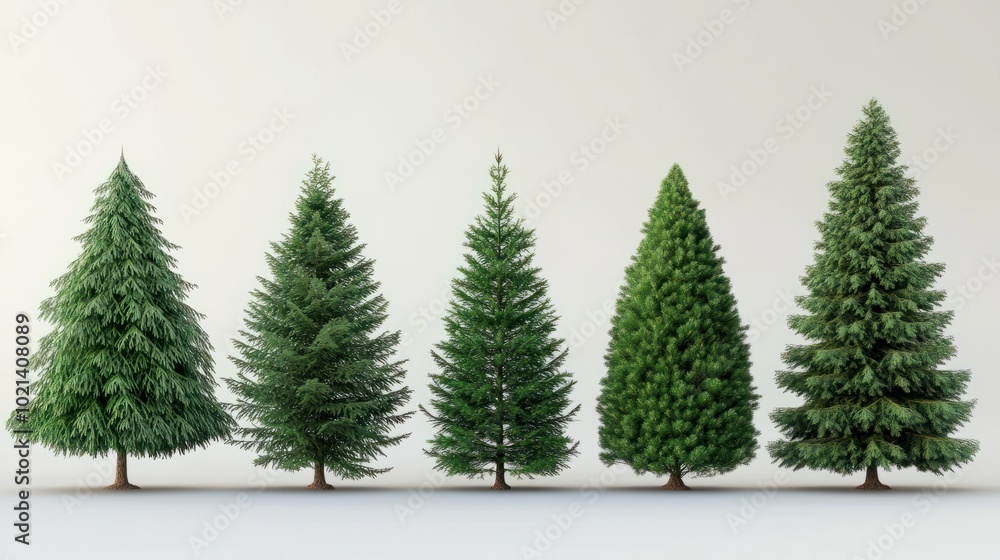 Obraz premium Set of christmas tree transparent background high quality details - 3d rendering