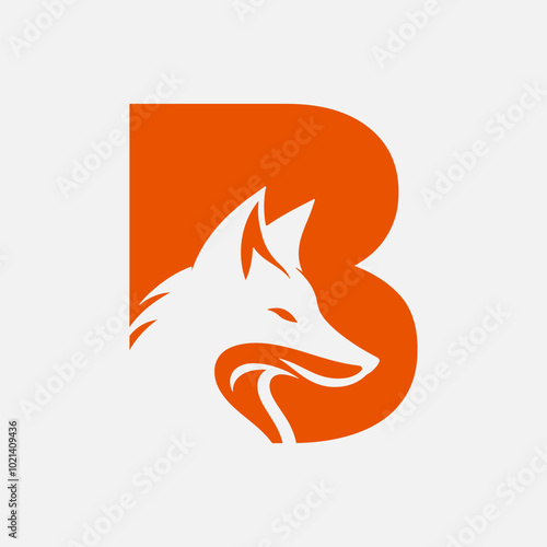 Fox logo on letter B vector template