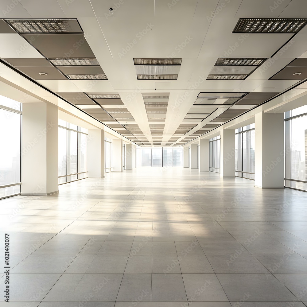 Modern Empty Office Space with Large Windows Modern Empty Office Space with Large Windows