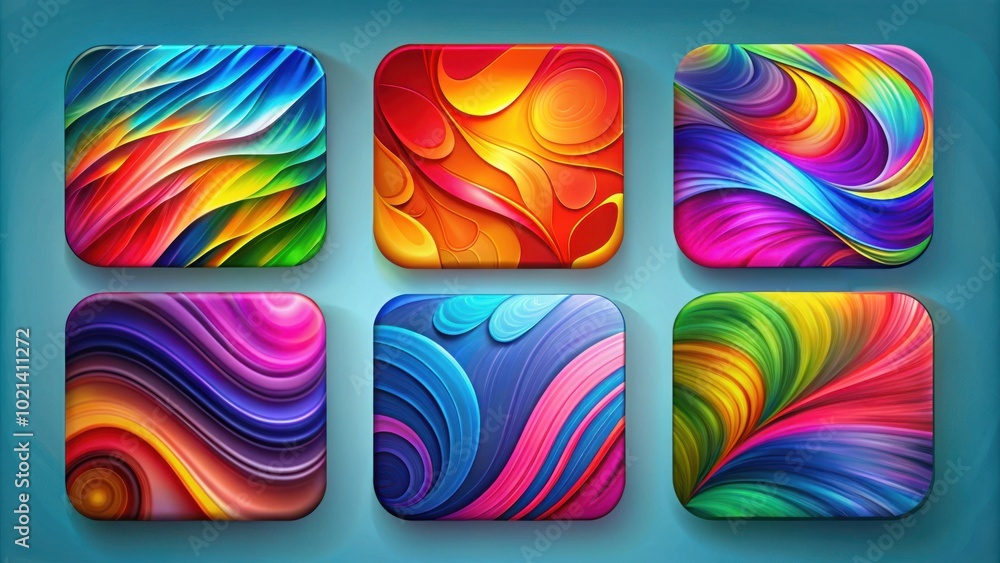 Abstract Colorful Rounded Rectangles with Vibrant Swirls and Flowing Lines Abstract Colorful Rounded Rectangles with Vibrant Swirls and Flowing Lines
