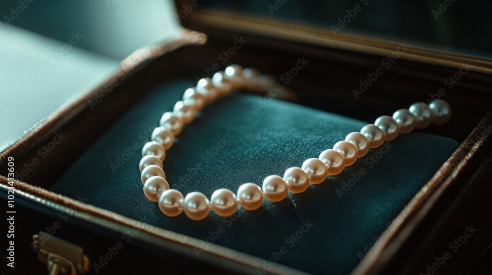 Fototapeta premium Elegant Pearls in a Luxurious Jewelry Box