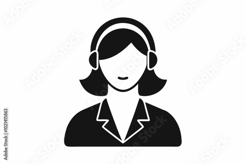  Customer service girl vector, Customer service woman vector silhouette illustration 