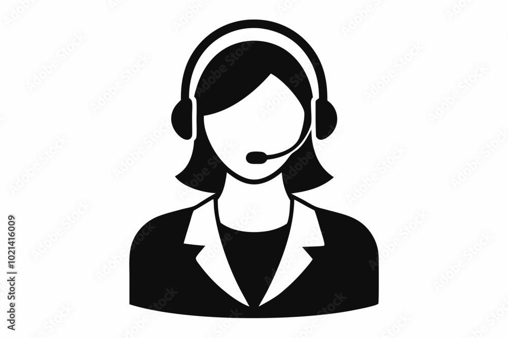 
Customer service girl vector, Customer service woman vector silhouette illustration
