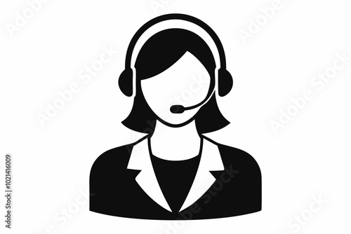  Customer service girl vector, Customer service woman vector silhouette illustration 