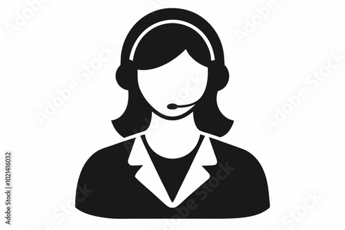 
Customer service girl vector, Customer service woman vector silhouette illustration
