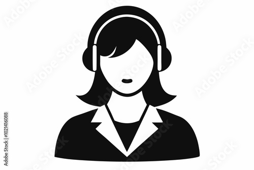 
Customer service girl vector, Customer service woman vector silhouette illustration
