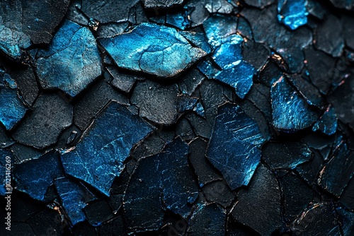 Close-up of a Blue and Black Cracked Surface