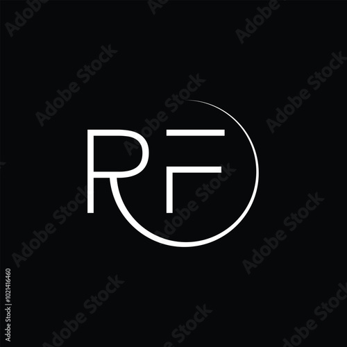 RF logo. R F design. White RF letter. RF, R F letter logo design. Initial letter RF linked circle uppercase monogram logo. 
