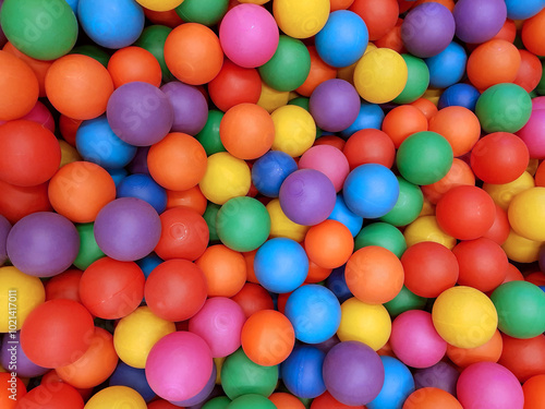 Many color plastic balls background.