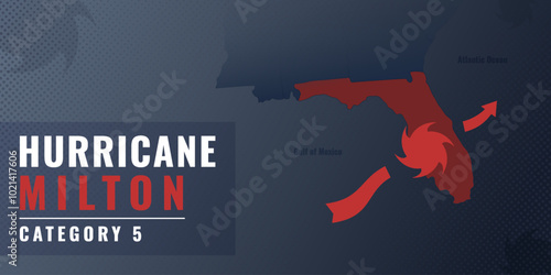 Hurricane Milton map, Florida. Strom warning. Vector info illustration