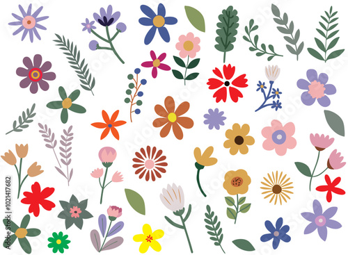Collection of flowers. Vector botanical flowers background. style for banners, wallpaper, posters, websites, online shopping.Vector illustration design and creative idea,eps 10.	

