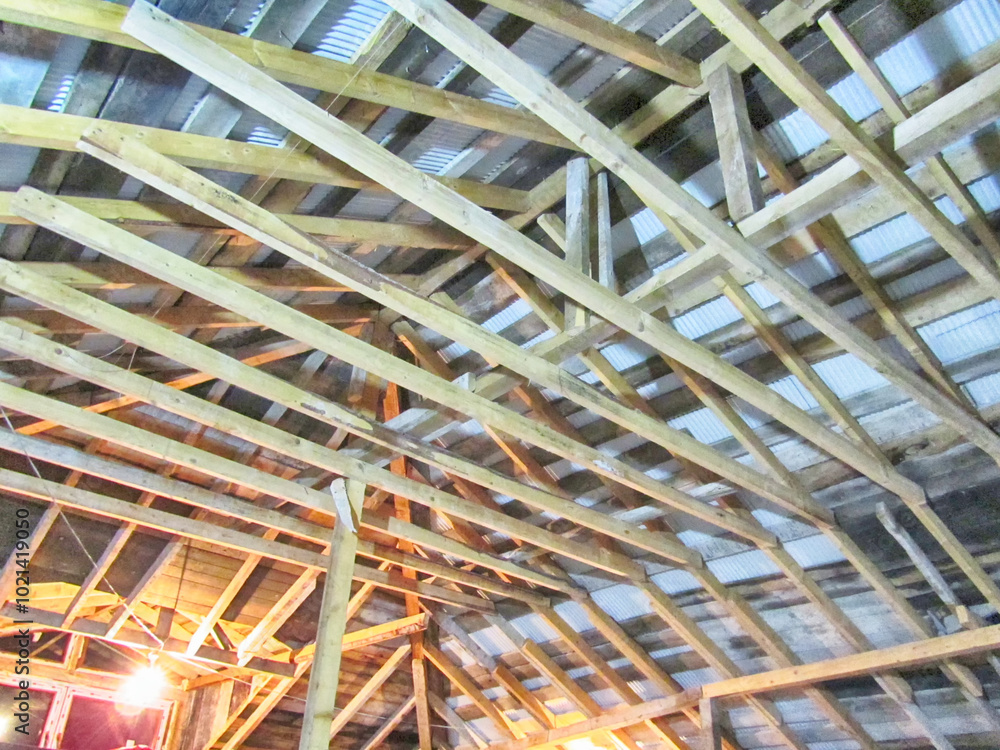 attic and roof soffits built with planks attic and roof soffits built with planks
