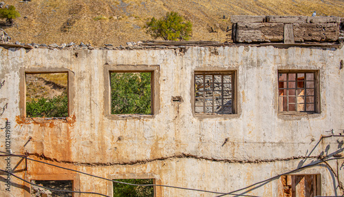 Фотография Destroyed and abandoned buildings of the city after the war, bombing, Apocalypse Dead city, ruins, evacuation