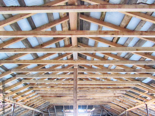 attic and roof soffits built with planks