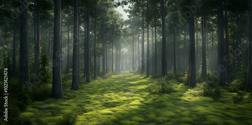 Forest Path in Mist