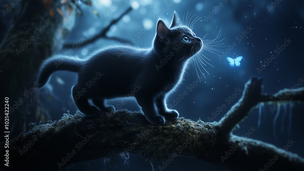 Enchanting Black Cats in Mystical Settings Enchanting Black Cats in Mystical Settings