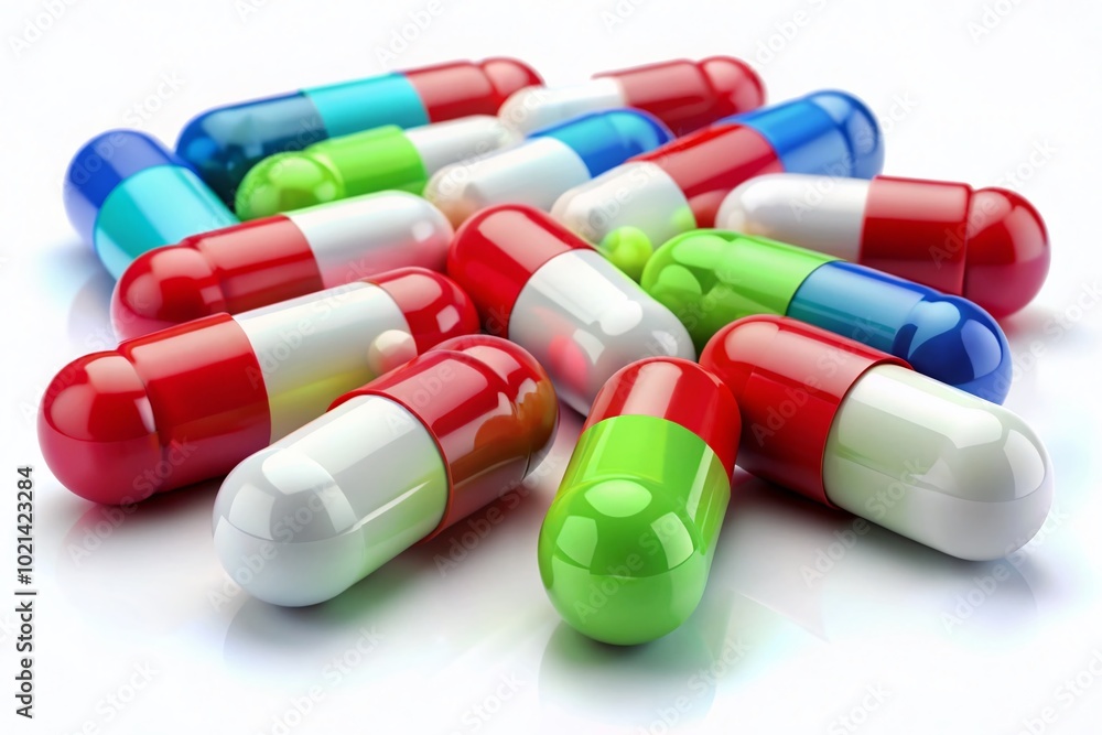 Generic 30 mg medication capsules on a white background for pharmaceutical and health concepts Generic 30 mg medication capsules on a white background for pharmaceutical and health concepts