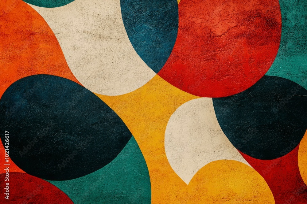 Abstract Geometric Shapes Painted on a Textured Wall Abstract Geometric Shapes Painted on a Textured Wall