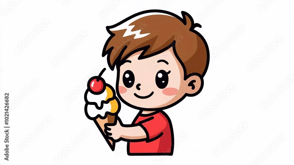 Cute Boy Holding Ice Cream Cartoon Vector Icon Illustration People Food Icon Isolated Flat Vector Cute Boy Holding Ice Cream Cartoon Vector Icon Illustration People Food Icon Isolated Flat Vector