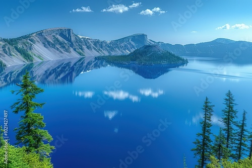 Fototapeta Naklejka Na Ścianę i Meble -  lake nature landscape water mountains park sky beauty blue scenic reflection
