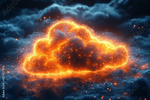 Glowing Cloud Surrounded by Dark Atmosphere