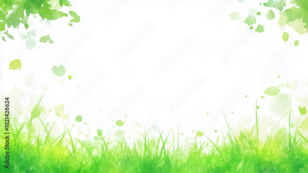 Watercolor painting of green grass with white background. Watercolor painting of green grass with white background.