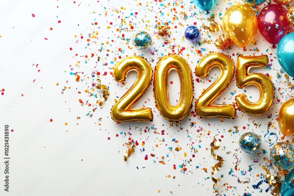 2025 New Year Celebration with Balloons and Confetti 2025 New Year Celebration with Balloons and Confetti