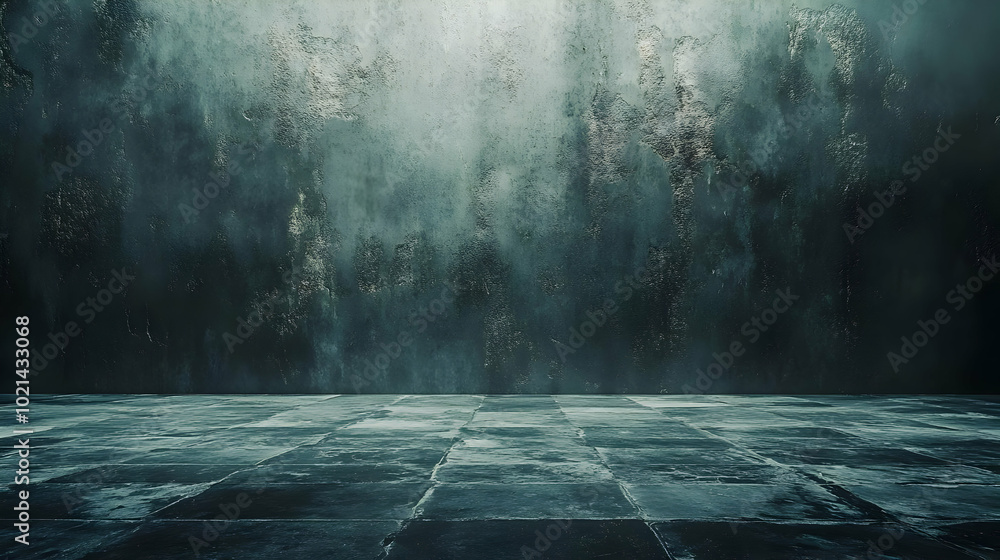 Dark Green Abstract Background with Floor Dark Green Abstract Background with Floor