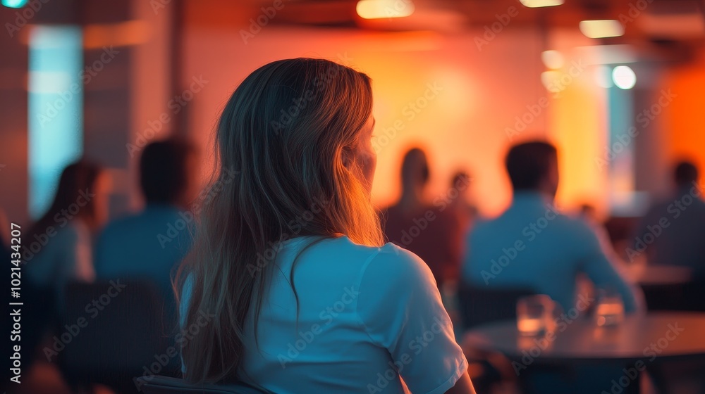 Attending an Engaging Seminar With Warm Ambient Lighting and Focused Participants in a Modern Conference Space Attending an Engaging Seminar With Warm Ambient Lighting and Focused Participants in a Modern Conference Space