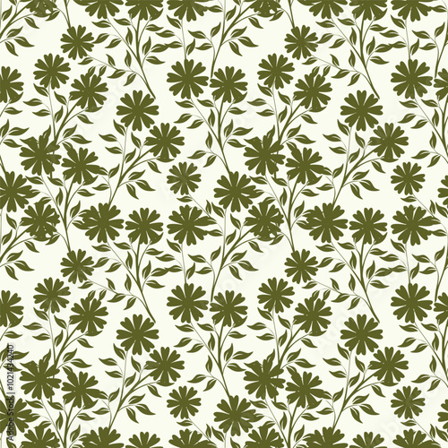 White background vector seamless pattern with delicate flowers for textile and fabric print and other uses.