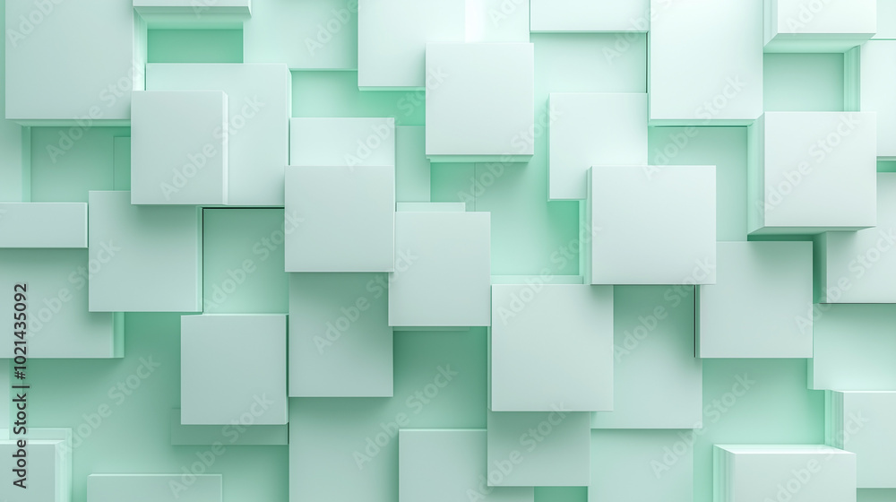 Abstract Geometric Background - Minimalist Green Squares Abstract Geometric Background - Minimalist Green Squares