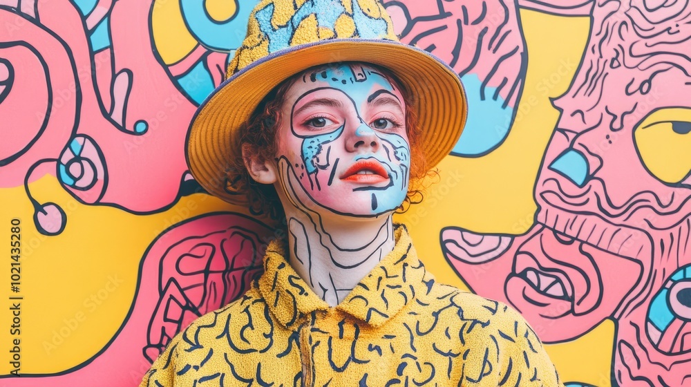Charming Young Artist with Painted Face Charming Young Artist with Painted Face