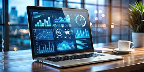 High-tech digital interface displaying search results and data analysis on computer screen background