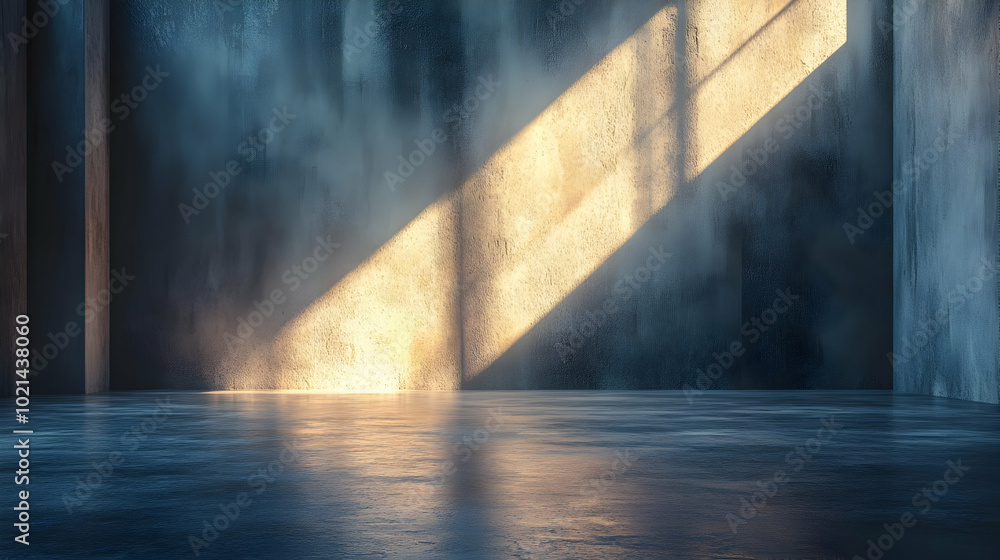 Empty Room With Sun Light Through Windows - 3D Illustration Empty Room With Sun Light Through Windows - 3D Illustration