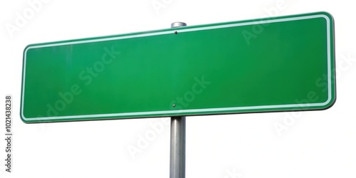 Blank Green Road Sign Isolated on White Background with Copy Space for Message