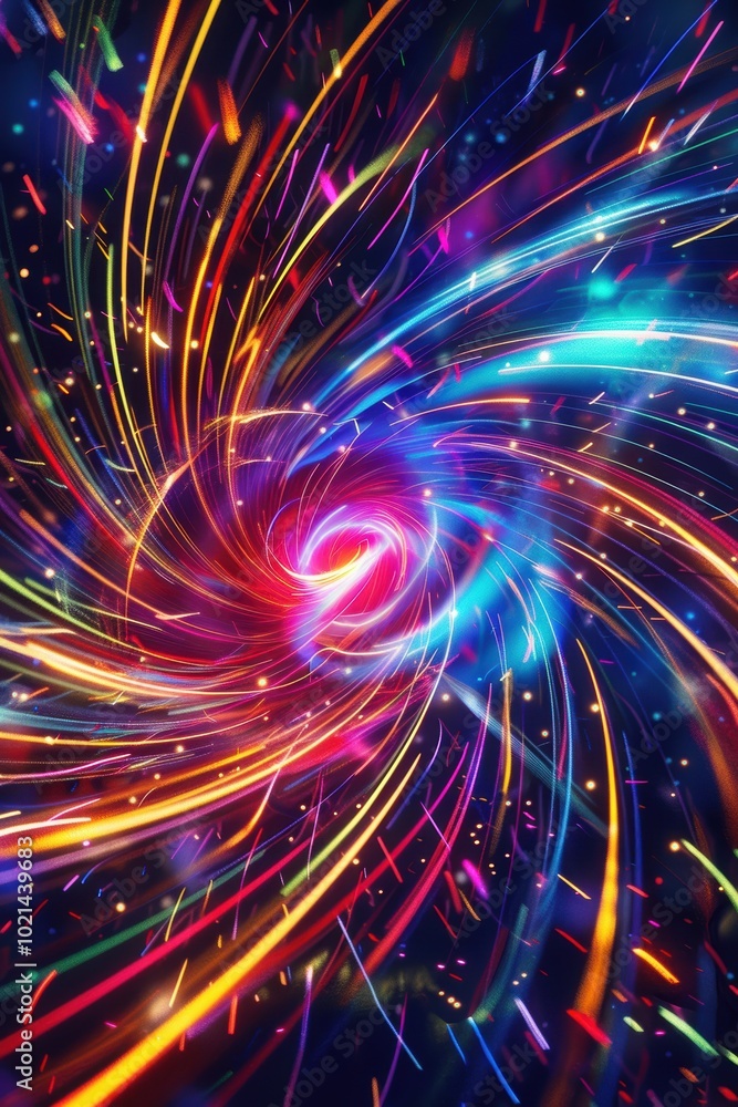Vibrant Abstract Background with Neon Fireworks for New Year's Celebration Design Vibrant Abstract Background with Neon Fireworks for New Year's Celebration Design