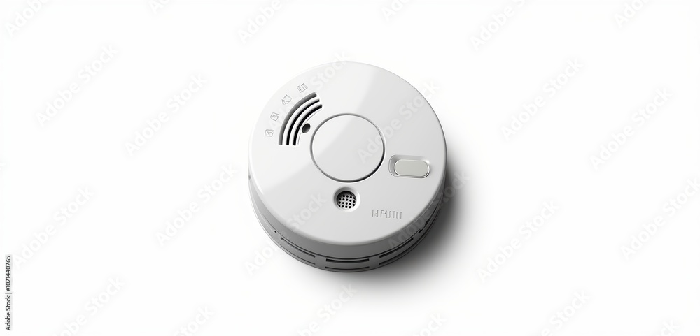 A modern smoke detector on a clean white background, symbolizing safety and fire prevention in residential and commercial environments. A modern smoke detector on a clean white background, symbolizing safety and fire prevention in residential and commercial environments.