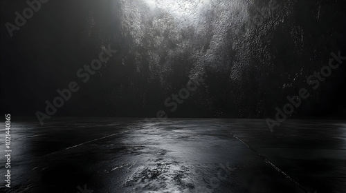 Dark Wet Floor with Light in the Background - Abstract Background