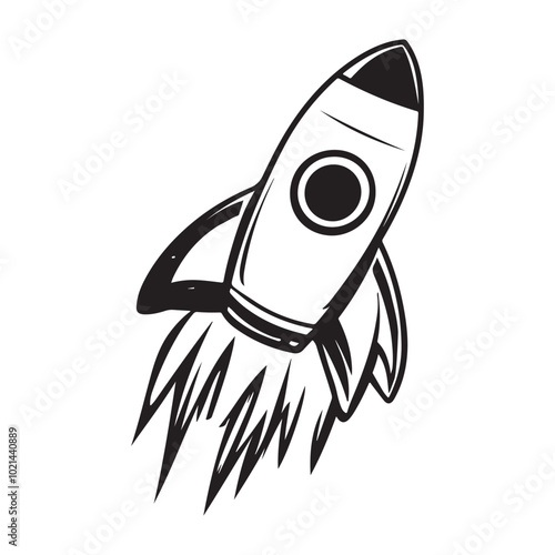 Rocket science outline icon, Cute Rocket for kids' storytelling vector illustration Isolated on white background