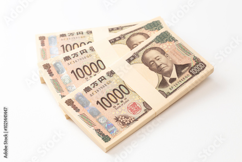 白背景に一万円の札束